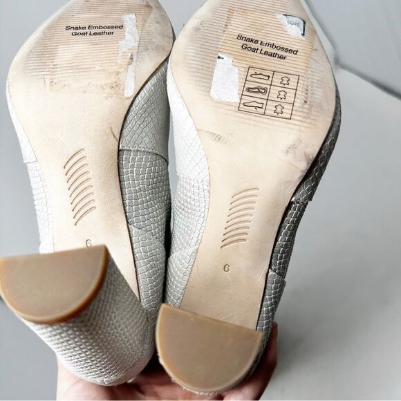 Y2k Silver Croc Embossed Leather Heeled Boots Size 6 Knee High Paige - Picture 8 of 8